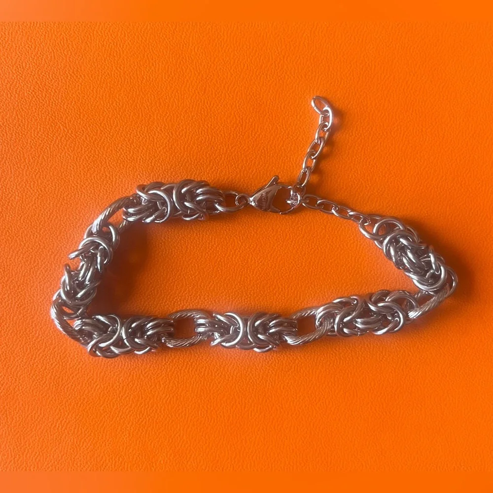 Chunky Silver Chain Bracelet marked WCJ steel